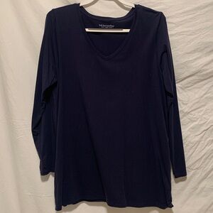 EUC Soft Surroundings Women's Navy Long Sleeve V-neck Top XL